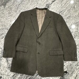 Jos A Bank 100% Camel Hair Blazer Sport Coat Mens 44R Green Lined 2 Button Notch